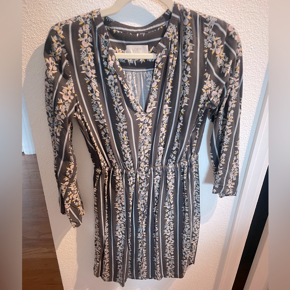 Loft floral gray dress